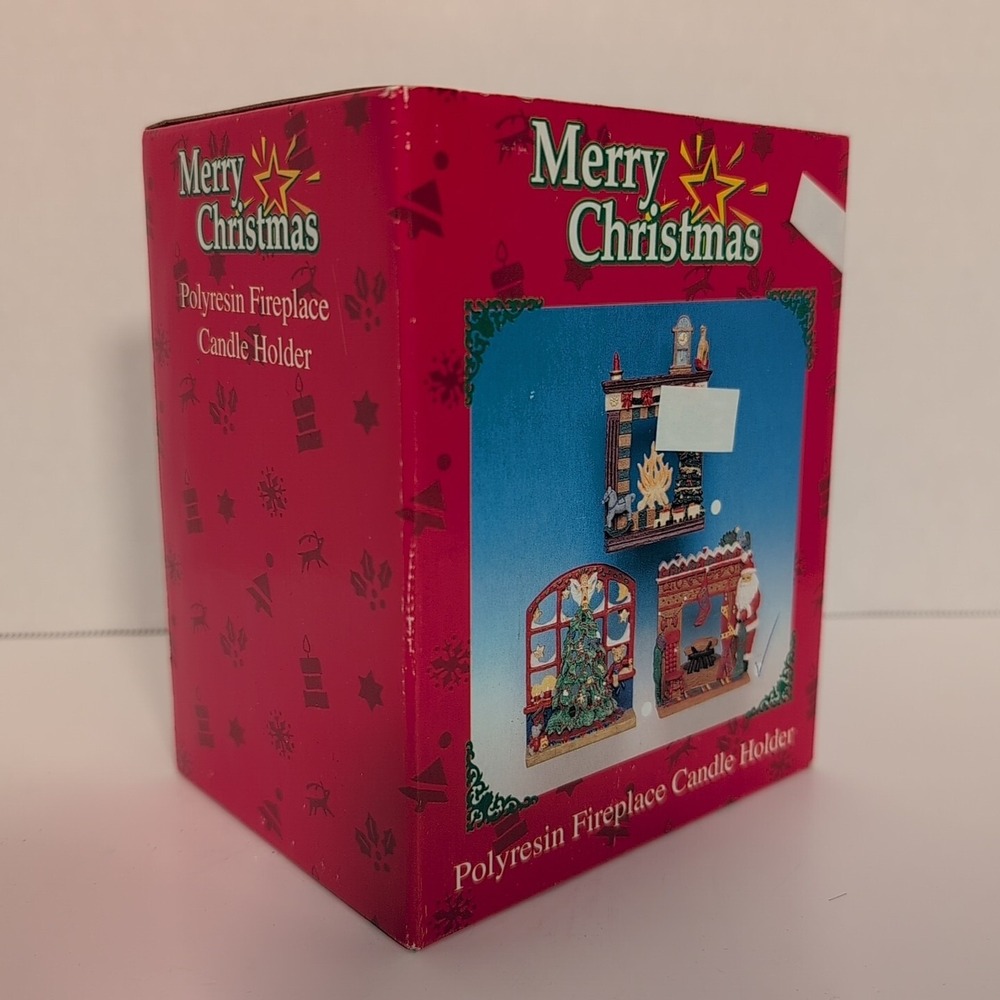 Vintage Christmas Fireplace Mantel Votive Polyresin Candle Holder Hand Painted - Picture 5 of 6